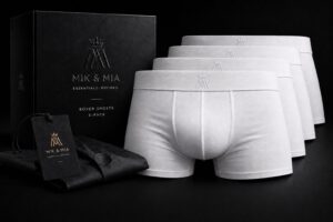 MIK & MIA Boxer Shorts Weiß – 5er Pack, mit Verpackung und Markenanhänger